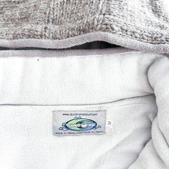 RARE Laundromat Men's Sweater Jacket Hooded Wool Fair Isle Pattern Gray Size M - Picture 3 of 7